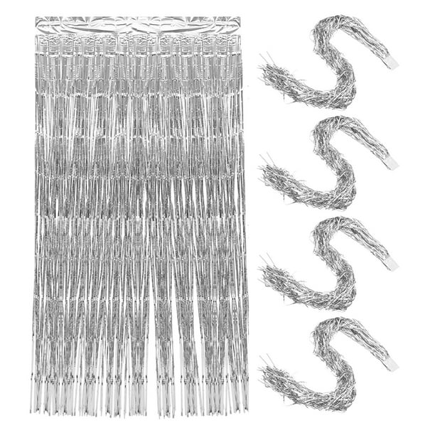 KAKOWELY 5 elegantes fondos con flecos para bodas, fiestas de cumpleaños, decoraciones, accesorios para fotomatón, serpentinas, fondo de flecos de plástico, cortina de flecos para San Valentín.