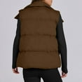 thumbnail image 5 of Womens Quilted Long Puffer Vest Jacket Sleeveless Winter Down Coats Waistcoat Women Lightweight Stand Collar Sleeveless Winter Warm Zip Up Padded Outerwear Jackets With Pockets B#130_Coffee M, 5 of 6