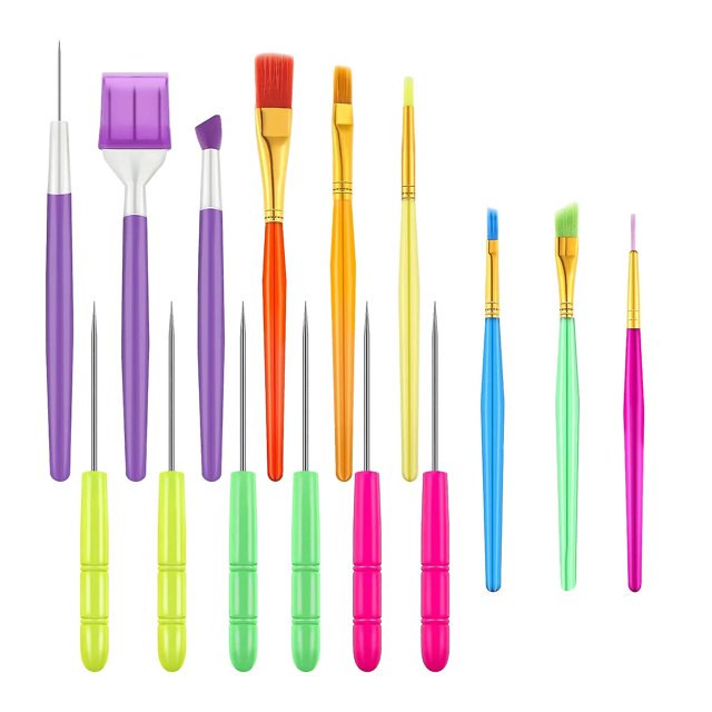 Juego de herramientas para decorar pasteles de 15 piezas Pinceles para decoración de galletas Galleta Afortunado Sencillez