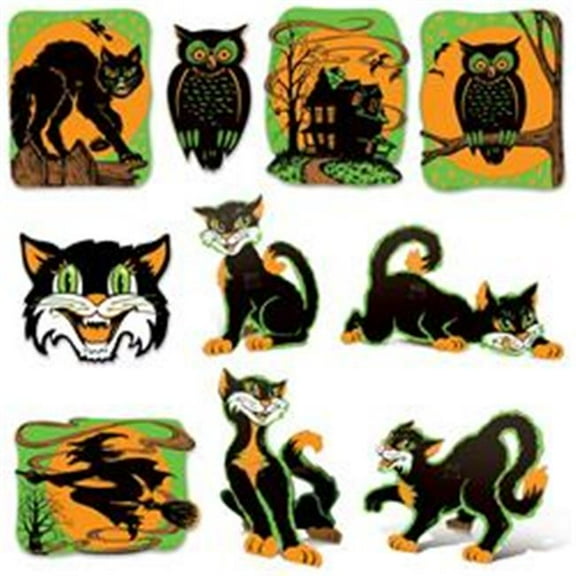 391 8.5 to 13.75 in. Vintage Halloween Fluorescent Cutouts - Pack of 12
