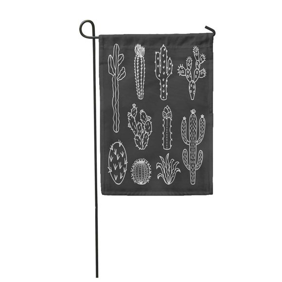NUDECOR Green Aloe Cute Cactus Outline Cacti and Succulents Drawings Garden Flag Decorative Flag House Banner 28x40 inch