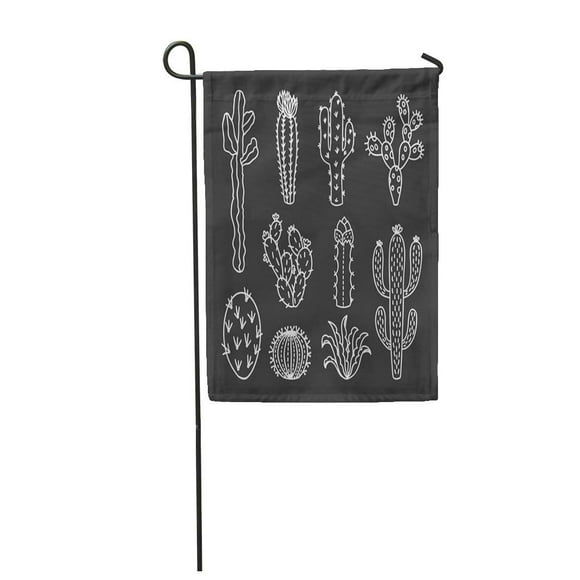 NUDECOR Green Aloe Cute Cactus Outline Cacti and Succulents Drawings Garden Flag Decorative Flag House Banner 28x40 inch