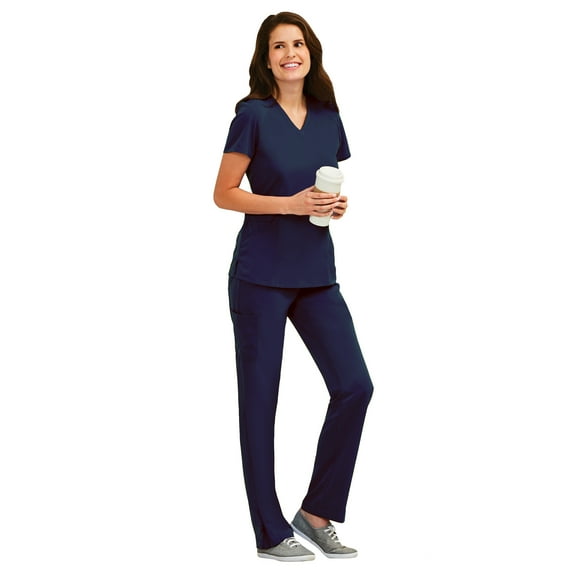 Maevn Pure Women's Modern V-Neck Top & Modern Yoga Pant Scrub Set