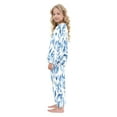 thumbnail image 4 of Fluffy Pajamas Set Fuzzy Winter Warm Pj Sets Pullover Tops and Long Pants Blue Watercolor Floral Leaves Small, 4 of 8