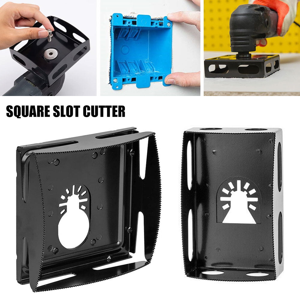 Rectangle+Square for Plastic Metal Olow-voltage Electrical Boxes Mounting One Step in Place Stainless Steel Square Slot Cutter Compatible with Most Industry Standard Oscillating Multi-tools 