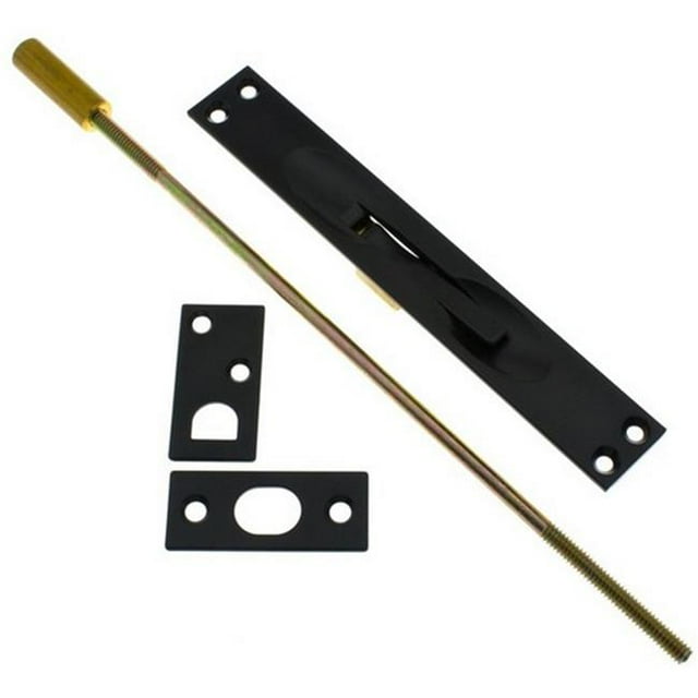 Solid Brass Extension Flush Bolt UL Standard Rod, Matte Black - 12 in.