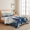 thumbnail image 5 of Quilts King Size Bedding Set, Blue Christmas Tree Lightweight Quilted Comforter, Xmas Trees Snowflake Rustic Soft Reversible Bedspread Coverlet with Pillow Covers for All Season, 96" x 106", 5 of 9