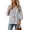 Gray, variant on Hurxie 3/4 Length Sleeve Womens Tops Cotton Linen Shirts V Neck Loose Fit Casual Blouses Early Fall Fashion Clothes White,XXL