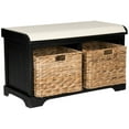 thumbnail image 2 of SAFAVIEH Freddy Contemporary Wicker Storage Bench with Cushion, Distressed Black, 2 of 6