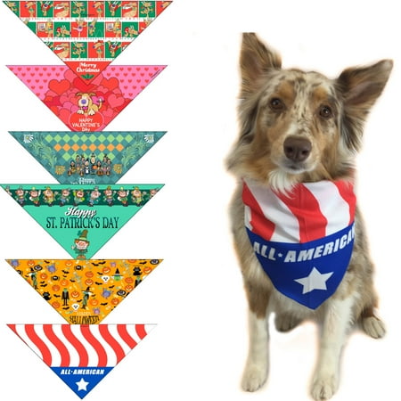 Holiday Dog Bandanas Medium To Large Dogs Holiday Bandana Set