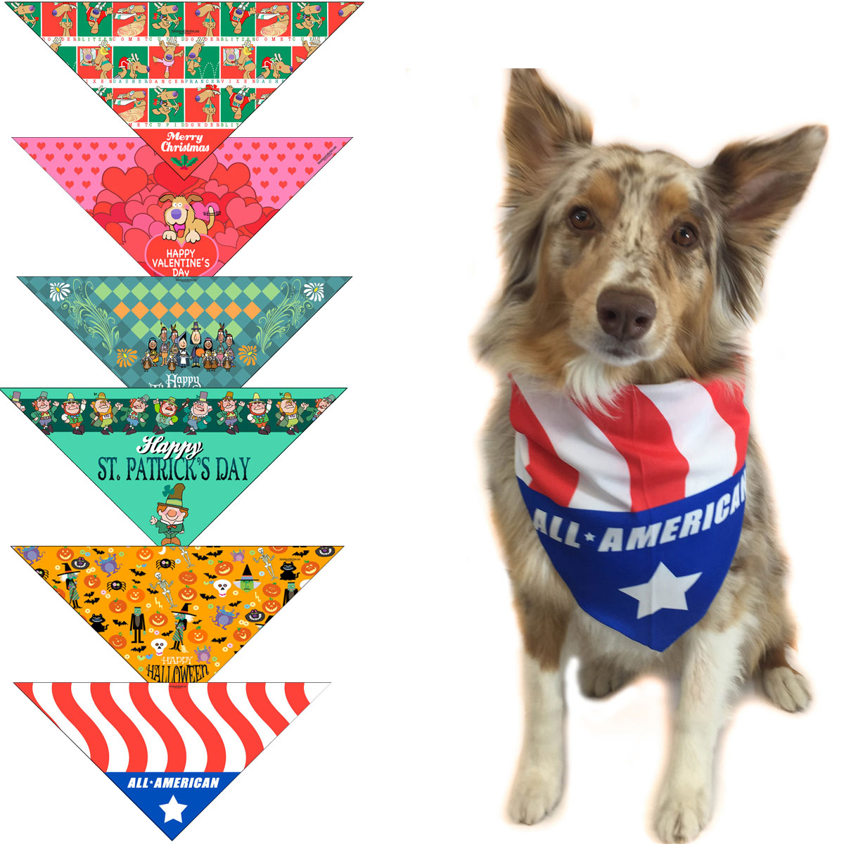 Holiday Dog Bandanas - Medium to Large Dogs - Holiday Bandana Set - Walmart.com - Walmart.com