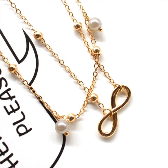 Girls Anklet Exquisite Simple Style Foot Chain Charming Foot Decoration Creative Jewelry Ornament Feet Chains for Dress Decor Pearl/8 shape Gold