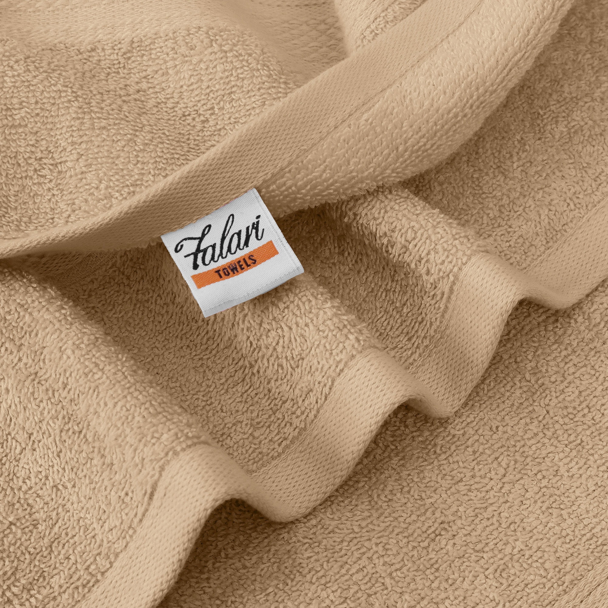 Falari Premium Bath Towel Set 100% Ring Spun Cotton Towels for Home Hotel Spa Extra Large 27x54 Maximum Softness and Absorbency 4-Pack Beige