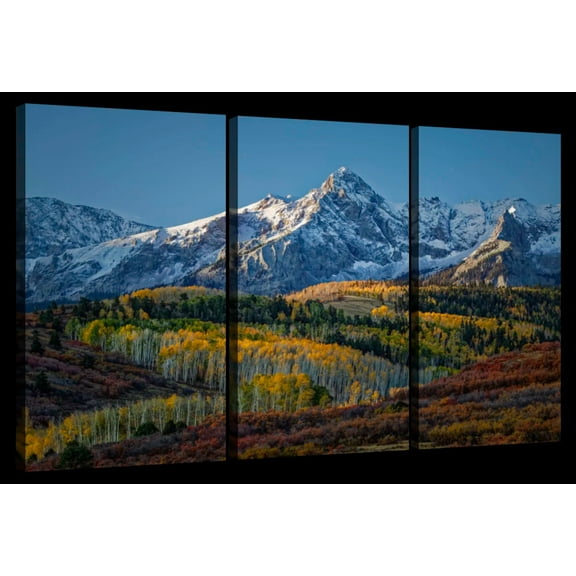 Elephant Stock Colorado Landscape Colors Wall Art - Horizontal Multi Panel Canvas - 3 Pieceliving Room Wall Decor - Photography Nature Multi Panel - Blue And Greendecor By Marty Hulsebos - 23" x 14"