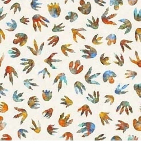 Dinoroars! - 30813S - Beige- Dino Tracks - Qt Fabrics