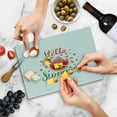 thumbnail image 5 of Hello Summer Cutting Board, Cartoon Design Print and a Seemingly Juicy Watermelon Slice with Funky, Decorative Tempered Glass Cutting and Serving Board, Small Size, Multicolor, by Ambesonne, 5 of 5