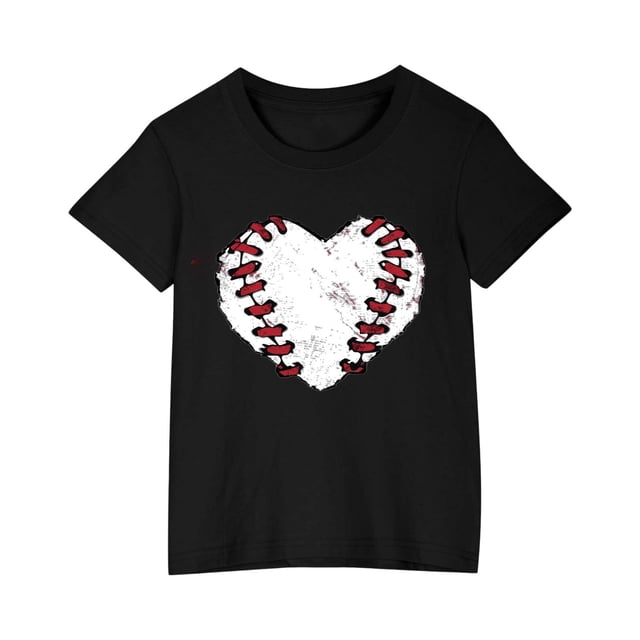 Robe à Manches Courtes Chemise à Manches Courtes pour Tout-Petits Garçons Filles Imprimé Baseball T-Shirt Mode Mignon Col Rond Imprimé Haut à Manches Courtes Chemise de Baseball pour Garçons Hauts à Manches Courtes