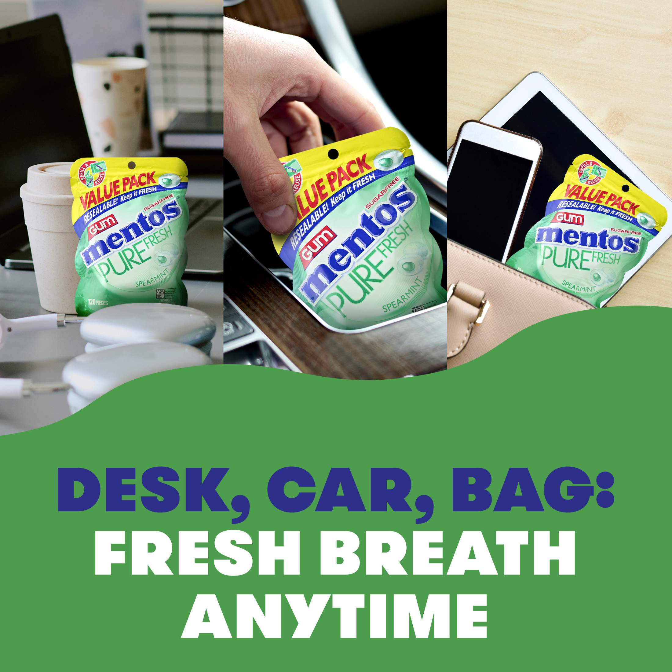 Mentos Pure Fresh Spearmint Sugar Free Gum, 120 Ct photo 6