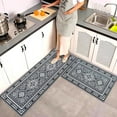 thumbnail image 5 of 2 Piece Boho Kitchen Rugs Set, Farmhouse Bohemian Decor Washable Absorbent Non-Slip Floor Mat for Sink, Home Indoor Carpet Laundry Kitchen Dining Room 17"x47"+17"x30" Gray, 5 of 6