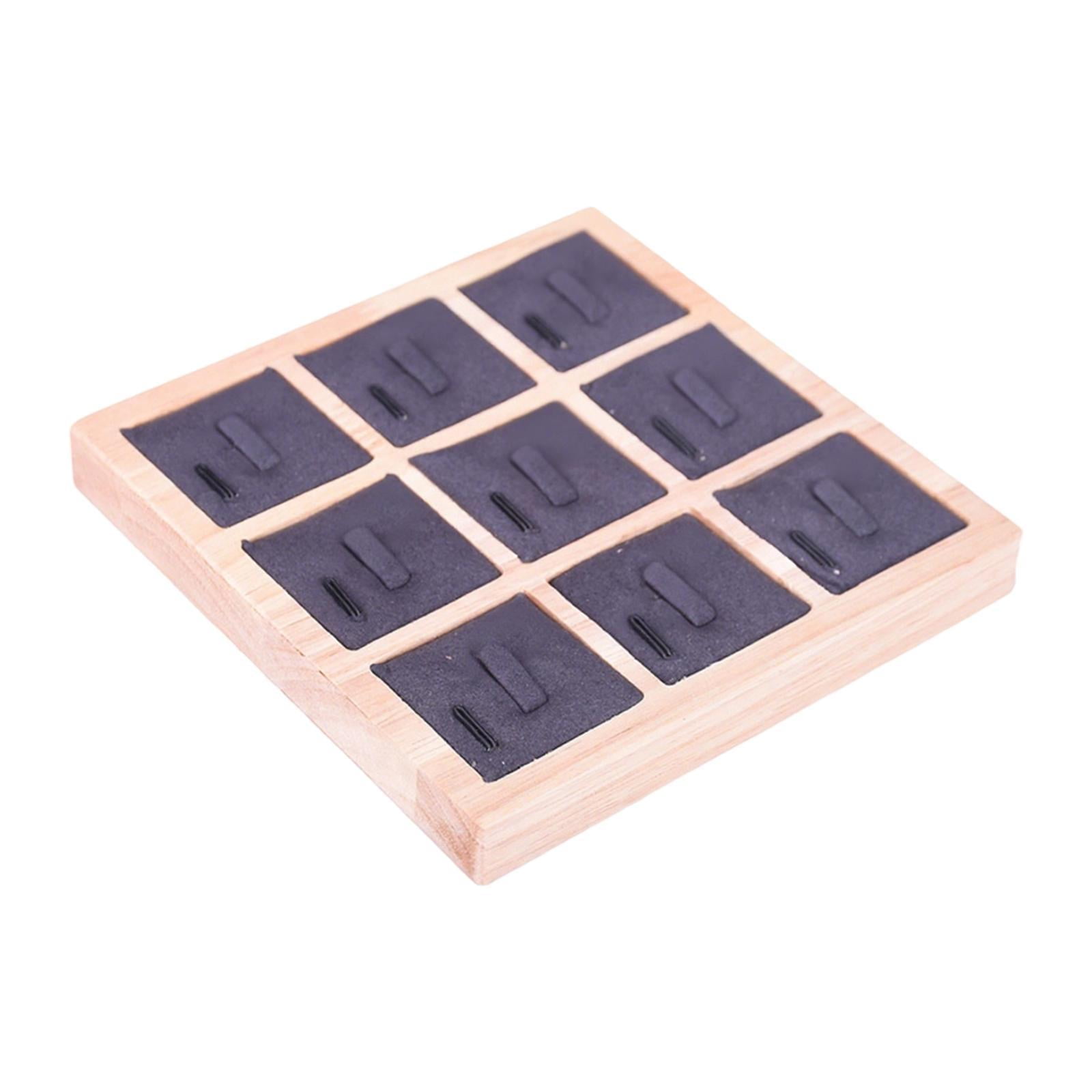 Ring Holder Tray Wooden Display Microfiber Organizer Compact Size Jewelry Sellers Showcase Use