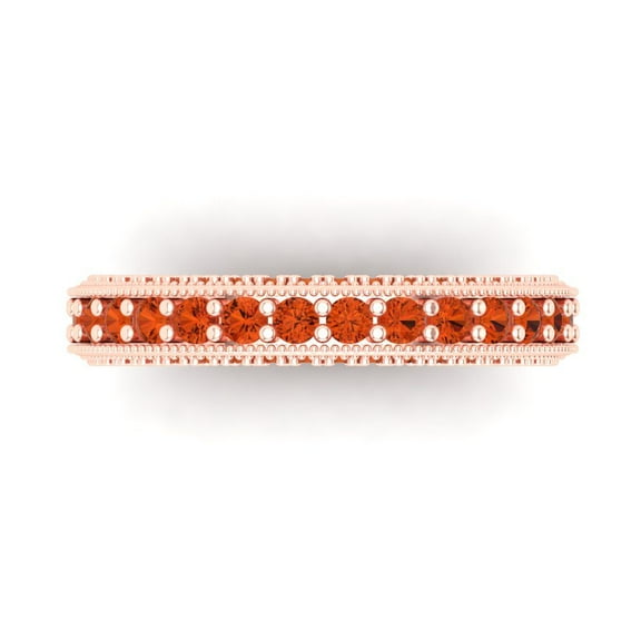 1.44 ctw Wedding Band for Women - 18K Rose Gold Simulated Red Diamond Stackable Eternity Ring