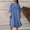 Blue, variant on Plus Size Women Dresses Fashion Summer Solid Color V-neck Short Sleeve Button Decoration Easy Side Pocket Split Fork Dress