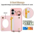 thumbnail image 3 of ELEHOLD Case for iPhone 16 Plus,Detachable Lanyard Crossbody Leather Wallet Case with Ring Holder & Mirror,Pink, 3 of 7