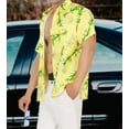 thumbnail image 2 of LA LEELA Men's Hawaiian Shirts Short Sleeve Button Down Shirt Men's Hawaii Shirts Boho Vacation Casual Summer Beach Shirts for Men Funny XXL Floral, Yellow, 2 of 7