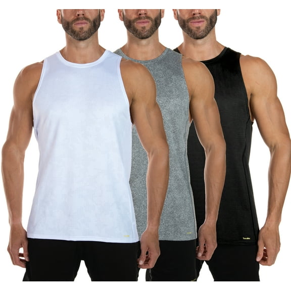 TrendOwl Tank Tops For Men 3 Pack, Sleeveless Shirts For Men, Muscle Gym Workout Shirts, Mens Tank Tops - White, Gray, Black