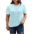 thumbnail image 1 of Tops de Color Sólido para las Mujeres, Manga Corta Cuello Redondo Suéter Blusa de Moda para el Hogar Y el Uso Diario, 1 of 9