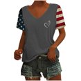 thumbnail image 4 of Tops Cortos para las Mujeres Día de la Independencia Patriótica Impreso Cuello en V, Manga Corta Top Casual para Diario, Fiesta Y Todas las Estaciones, 4 of 5