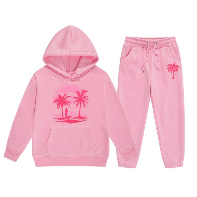 Hiiyo Tenues pour Filles Graphique à Manches Longues Chandail à Capuche Pantalon de Jogging Survêtements