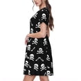 thumbnail image 2 of Goofa Pirate skull Pattern Women Summer Short Sleeve Midi Dress with Pockets Casual Aline Flowy Tshirt Dress Vocation Beach Sundress, 2 of 6