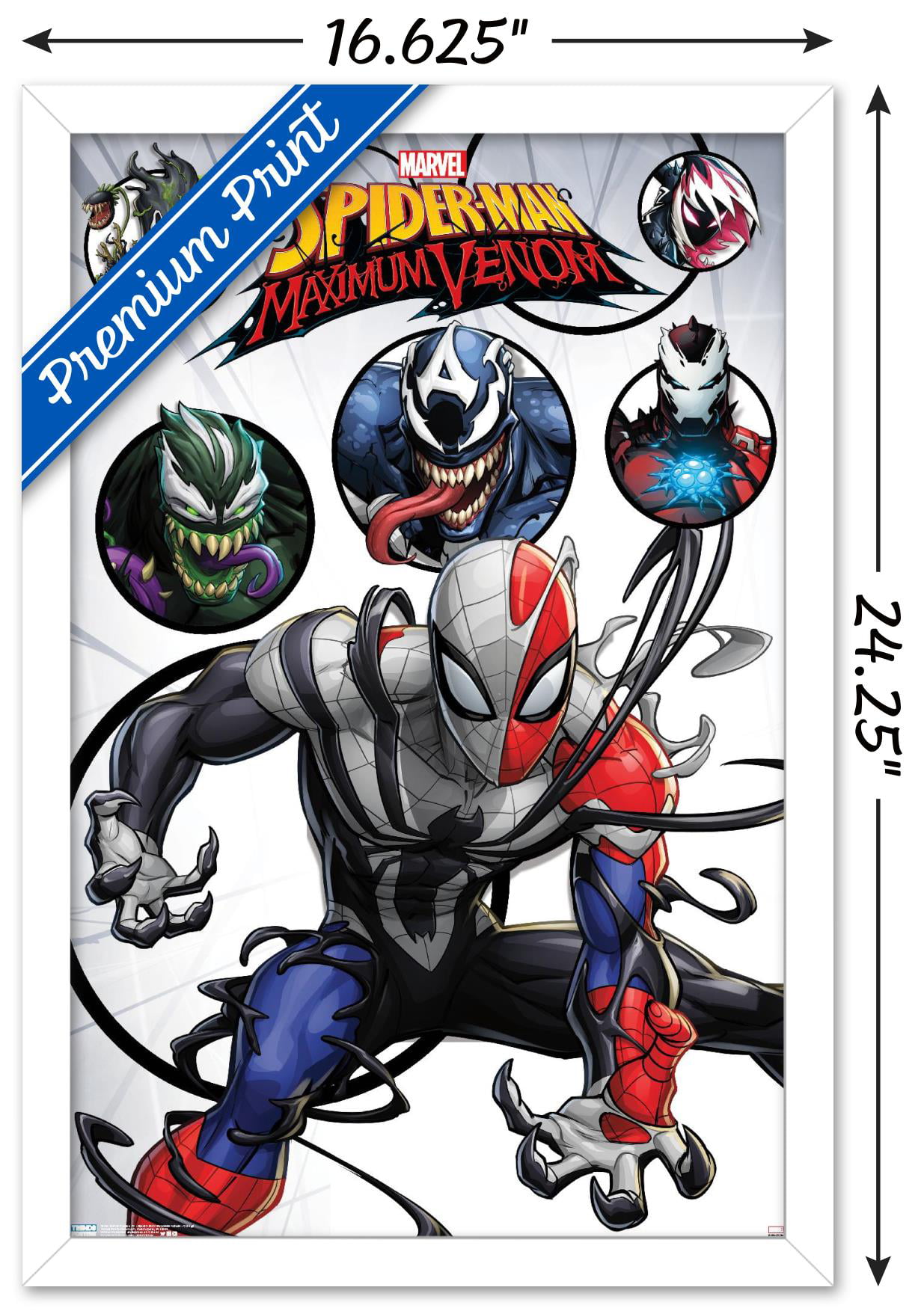 Marvel Comics TV - Spider- Man: Maximum Venom - Collage Wall Poster with  Wooden Magnetic Frame, 