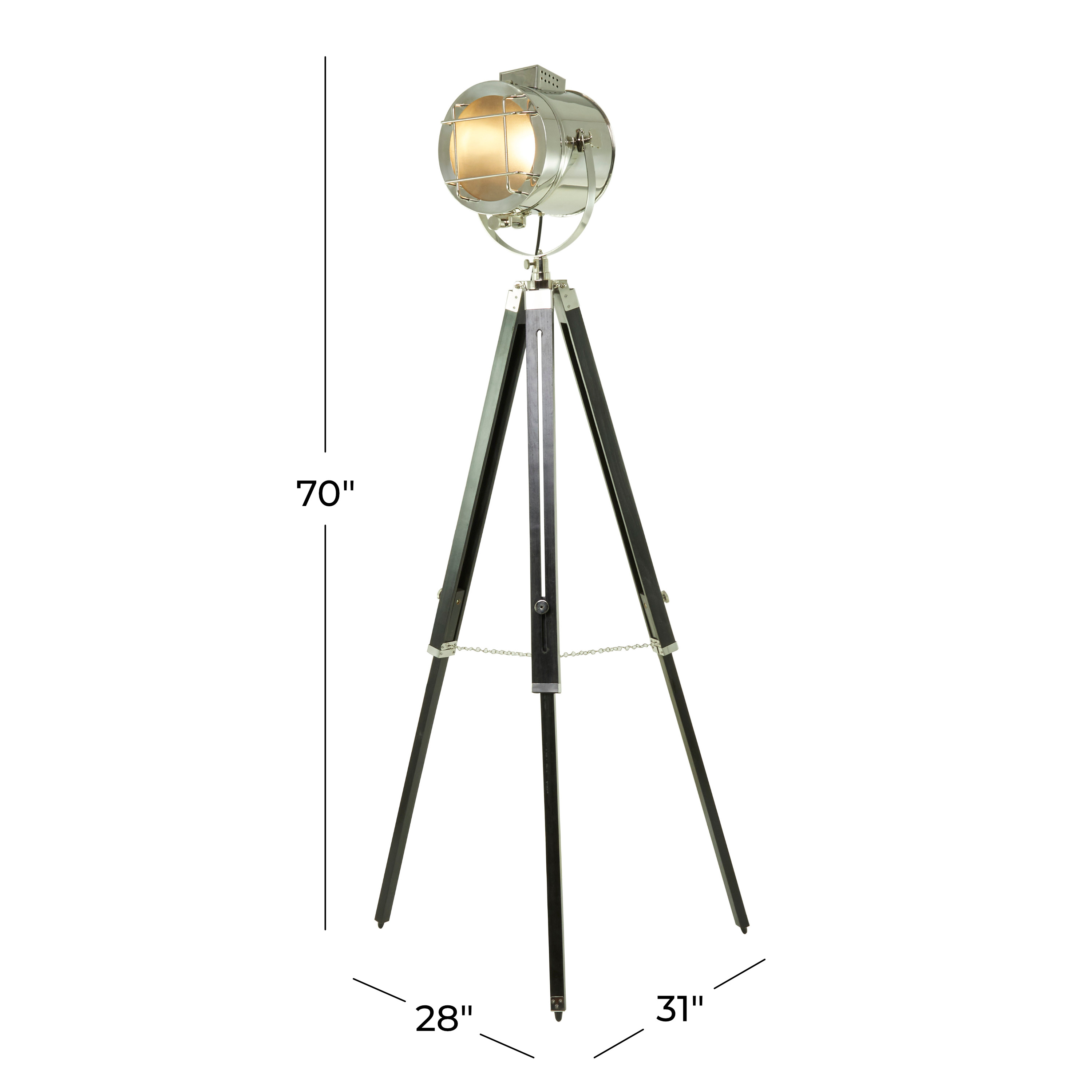 DecMode 70" Spotlight Black Floor Lamp with Silver Metal Shade