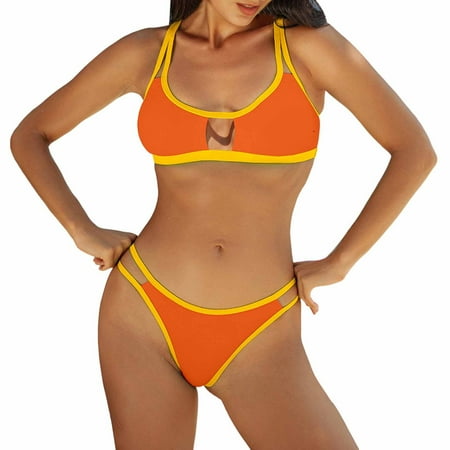 RUTAYY Swimwear Women Sexy Thong String 2PCS Bikini Set Swimsuit Tropical Beachwear