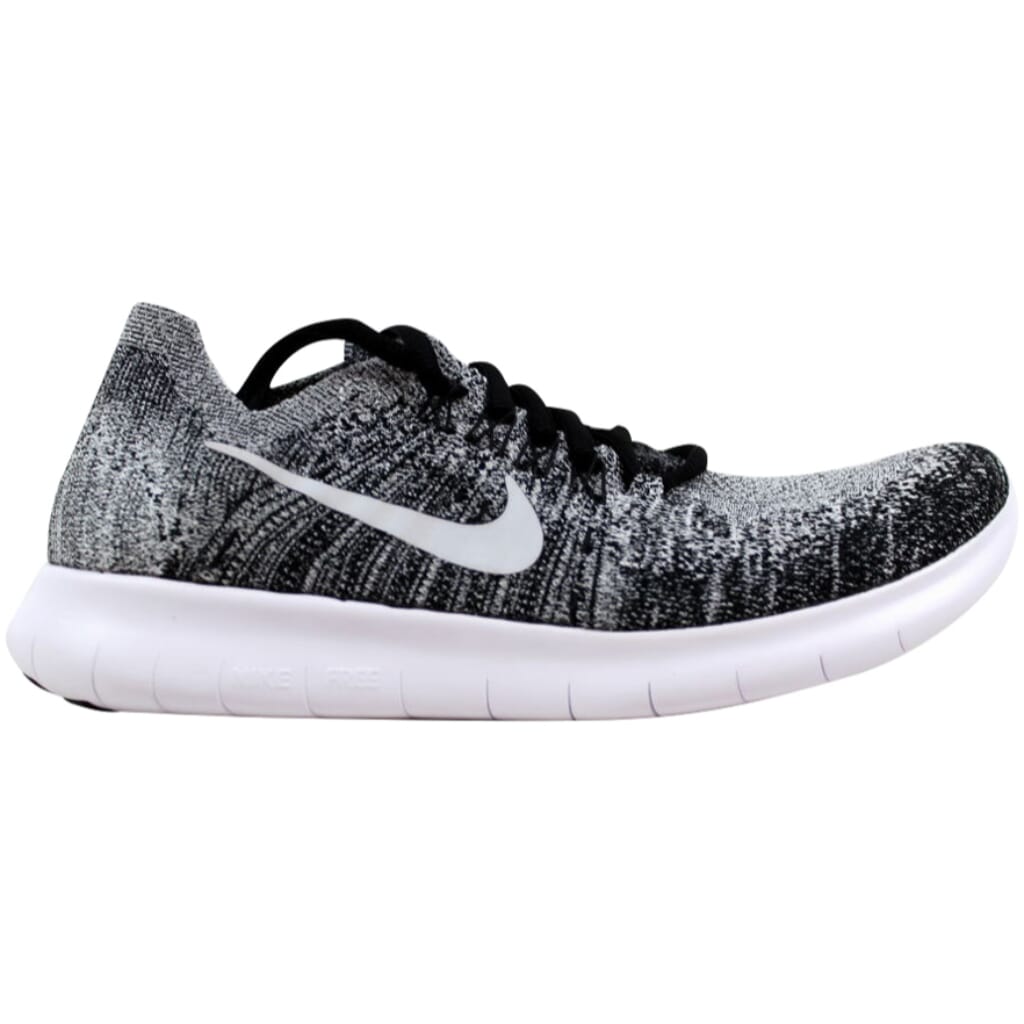Nike free rn flyknit 2017 black white volt Clearance