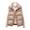 Khaki S, variant on Women Winter Coat with Zipper Pockets Zip-up Closure Padded Turn-down Collar Sleeveless Solid Color Outdoor Leisure Sports Down Waistcoat