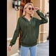 thumbnail image 4 of Sudadera de Lana Extragrande con Capucha y Colores Contrastantes para Mujer, de Punto, con Cuello en V, Informal, con Bolsillos Verde L, 4 of 9