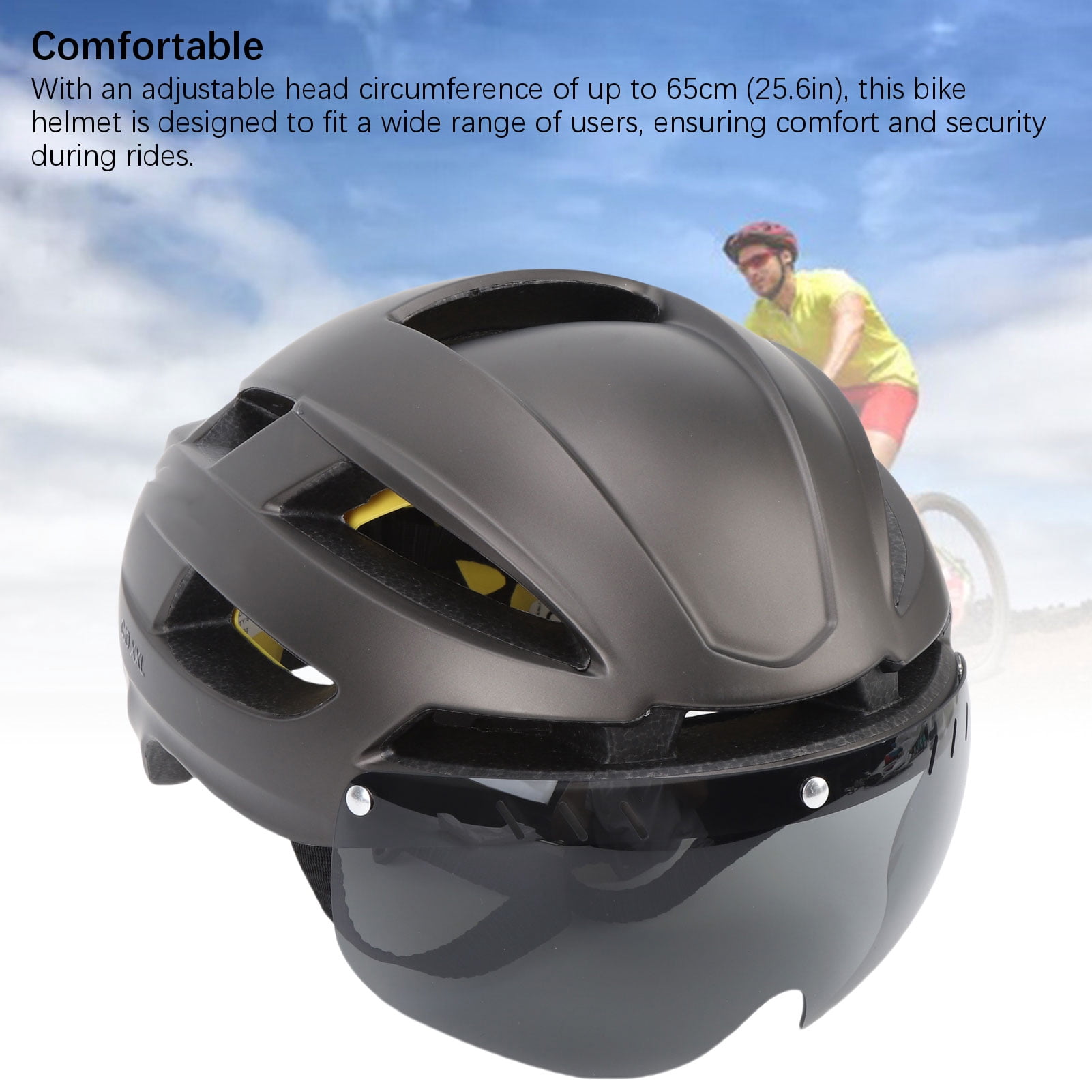 YAHHU MIPS Technology Adult Cycling Bike Helmet with Rechargeable LED Light and Magnetic Goggles for Mountain Road Bicycle Riding Titanium Large Size (11.8 inches / 30 cm)