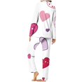 thumbnail image 5 of miqiqism Women Valentine Pjs Sets Fashion Heart Tshirts Long Sleeve Tops and High Waist Trousers Lady Lapel Neck Lightweight Loungewear Outfits,05_Multicolor,X-Large, 5 of 5