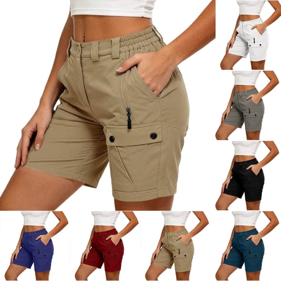 QATAINLAV Women's Lightweight Golf Long Cargo Shorts Summer Outdoor Travel Hiking Shorts with Pockets Vacation Clothes Wine M