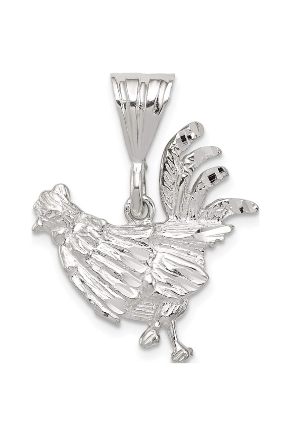 Sterling Silver Rooster Charm (25 X 22) Made In United States qc1708