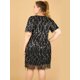 thumbnail image 5 of Vestido Con Lentejuelas Purpurina Brillante Cuello V Cóctel Feista Talla Grande Para Mujer Negro XL Unique Bargains Vestido, 5 of 6