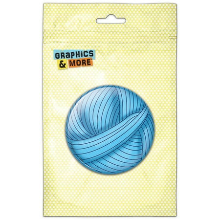 Blue Yarn Ball Crochet Pinback Button Pin Badge