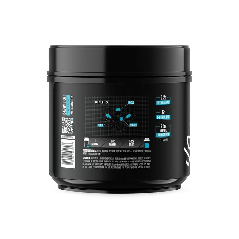 Jocko Fuel Preworkout Powder, Blue Raspberry, High Stim, Sugar