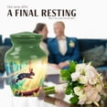 thumbnail image 4 of JAGASY Rabbit Funeral Urn for Ashes Adult Male, Green Small Urns for Human Ashes Keepsake, Forest Trees & Sunlight Decorative Urns for Mother, Memorial Urn for Father, (3 Inch), 4 of 7