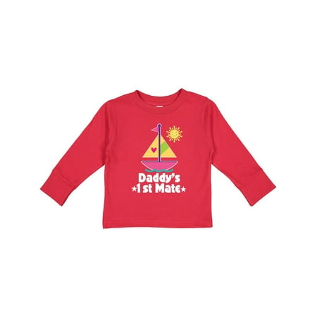 

Inktastic Daddys First Mate Girls Nautical Sailboat Gift Toddler Toddler Girl Long Sleeve T-Shirt