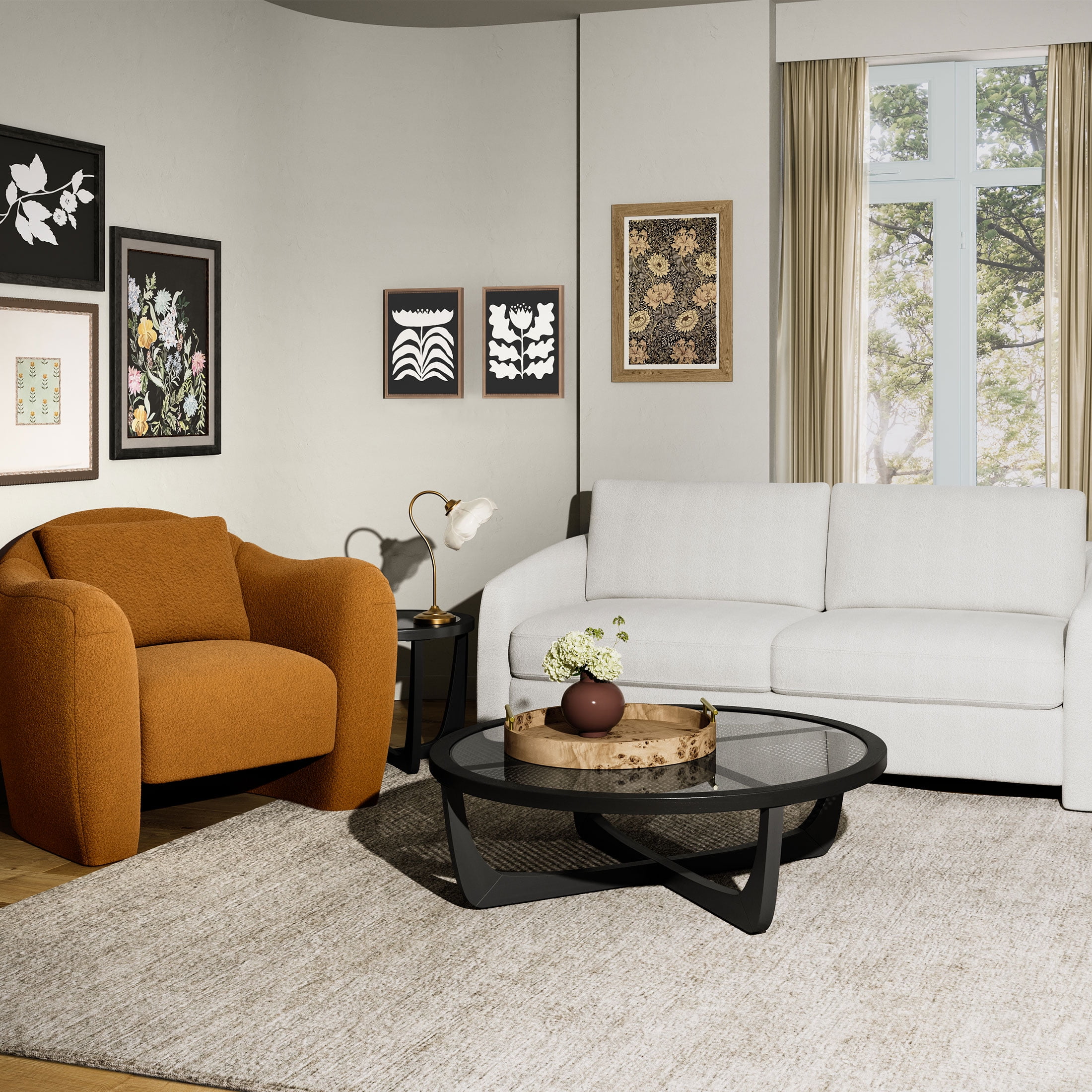 Beautiful Drew 72.2" Sofa by Drew Barrymore for Adults, Cream Bouclé