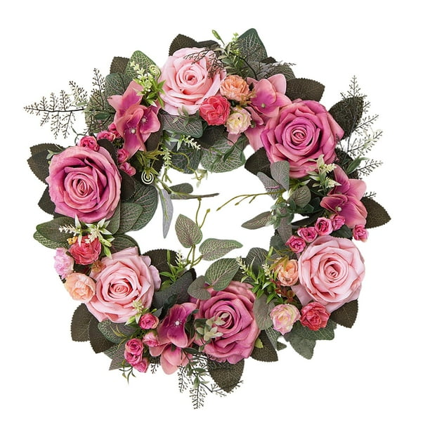 Guirnalda artificial de 45 cm, arreglos florales, guirnalda colgante, corona de flores Rosado
